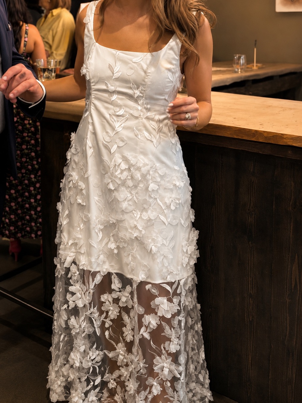 Show Me Your MuMu White Floral Appliqué Midi Dress - Picture 3 of 3